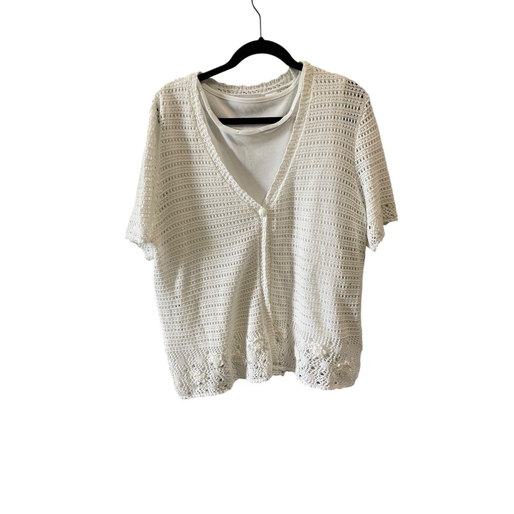 ALFRED DUNNER Women’s 2-Pc Attached Sweater XL White